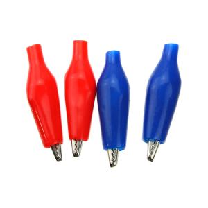 Крокодил 35х2мм резина 5А (упаковка 4 шт), синий, красный