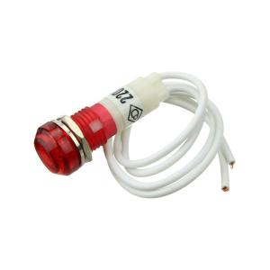 Лампа Неон 110/220 13мм круглая, цвет красный, с проводом гайк