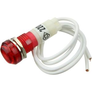 Лампа Неон 110/220 13мм круглая, цвет красный, с проводом гайк