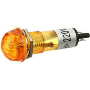 Лампа Неон 110/220 14мм граненные, цвет желтый, круглая, с гайкой