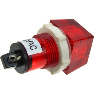 Лампа Неон 110/220 15*15*12мм квадратный красный гайка