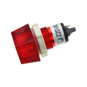 Лампа Неон 110/220 15*15*12мм квадратный красный гайка