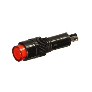 Лампа Неон 110/220 8мм круглая, цвет красный, с гайкой