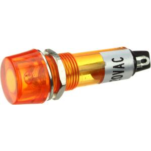 Лампа Неон 110/220 цилиндр, цвет желтый 13.5мм, с гайкой