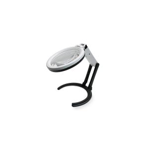 Лупа 120мм 2х 28мм 5х подсветка 10свд подставка складная 220В/2АА