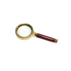 Лупа 60мм золотая оправа ручка под дерево