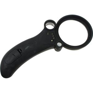 Лупа 65мм 3 ЛИНЗЫ с подсветкой СВД/УФ, испорчено покрытие корпуса и батарейный отсек