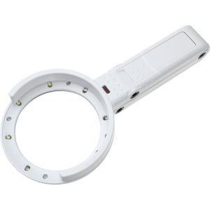 Лупа 75мм 5х, 19мм 11х, подсветка 8свд подставка складная, 3ААА/USB