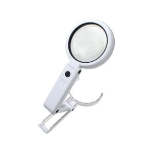 Лупа 75мм 5х, 19мм 11х, подсветка 8свд подставка складная, 3ААА/USB