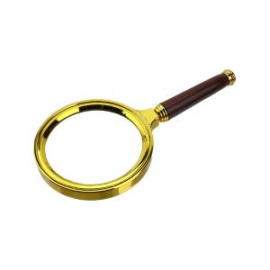 Лупа 80мм Золотая оправа ручка под дерево