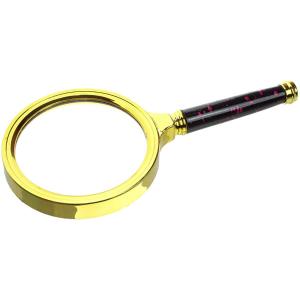 Лупа 80мм золотая оправа, с цветной ручкой