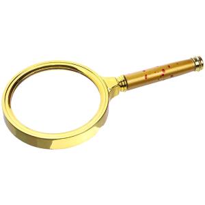 Лупа 80мм золотая оправа, с цветной ручкой