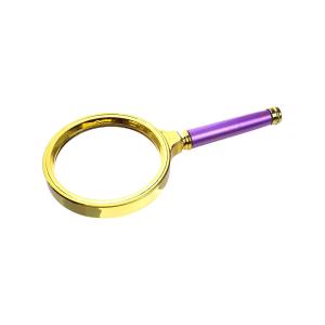 Лупа 80мм золотая оправа, с цветной ручкой