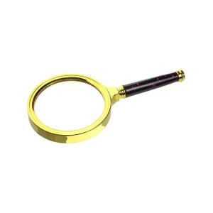 Лупа 80мм золотая оправа, с цветной ручкой