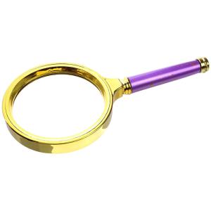 Лупа 80мм золотая оправа, с цветной ручкой