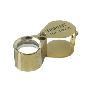 Лупа ювелирная 10Х 17мм металл раздвижная, gold