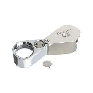 Лупа ювелирная 30Х 21мм металл раздвижная подсветка 2 свд