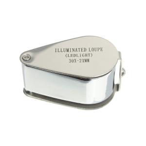 Лупа ювелирная 30Х 21мм металл раздвижная подсветка 2 свд