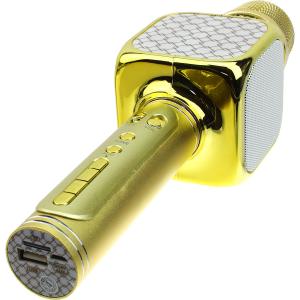 Микрофон караоке YS-69 USB/microSD встроенная колонка, золотой