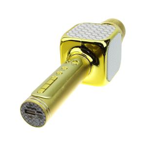 Микрофон караоке YS-69 USB/microSD встроенная колонка, золотой