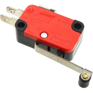 Микропереключатель 28*16*10мм OV-15-1C25, 15А, 250В, рычаг + ролик, контакт 4.8мм