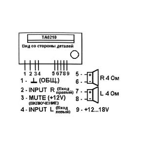 Модуль стереоусилителя TA8210 2X22Вт 
