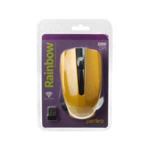 Мышь беспроводная perfeo "Rainbow" черно-желтая