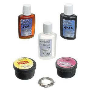 Набор для ПАЙКИ нашатырь/канифоль/кислота/припой/СКФ/Ф61