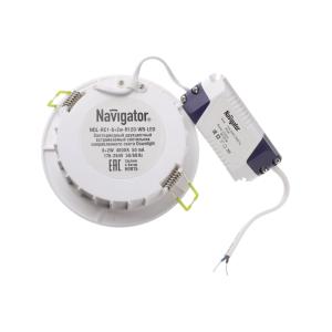 Панель светодиодная двухцветная 6/2Вт d110мм, белый, синий, Navigator NDL-RC1-6+2W-R120-WB-Led