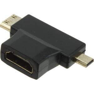 Переходник HDMI(G)-microHDMI-miniHDMI, угловой