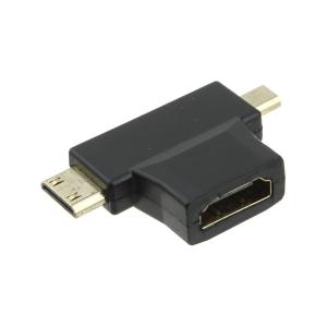 Переходник HDMI(G)-microHDMI-miniHDMI, угловой