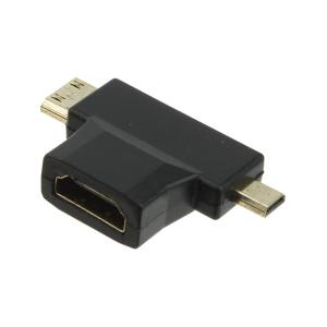 Переходник HDMI(G)-microHDMI-miniHDMI, угловой