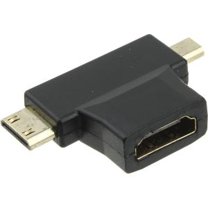 Переходник HDMI(G)-microHDMI-miniHDMI, угловой