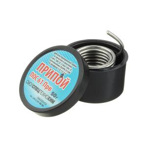 Припой 2мм ПОС-61 без канифоли вес 50гр спираль в банке