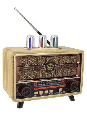 Радиоприемник FX-2605B Feexot, бежевый, ретро, имитация ламп
