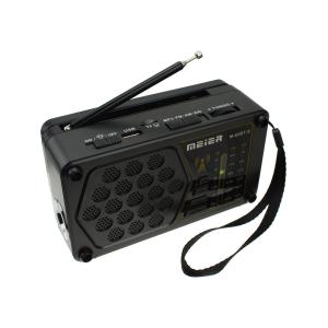 Радиоприемник M-62BT-S Meier USB/microSD, Bluetooth, фонарик, на аккумуляторе, солнечная батарея