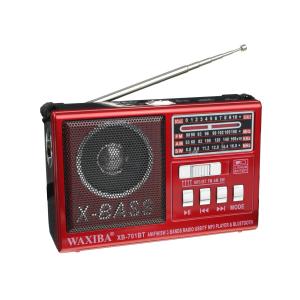 Радиоприемник XB-701BT USB/microSD/bluetooth Waxiba аккумулятор батарейки фонарик, красный