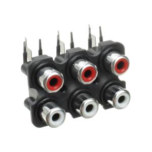 Разъем 6RCA(G) 30*40мм монтажное в плату