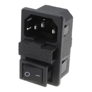 Разъем гнездо сетевое AC-01 с выключателем, держателем предохранителя, в корпус