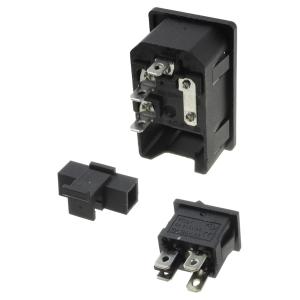 Разъем гнездо сетевое AC-01 с выключателем, держателем предохранителя, в корпус