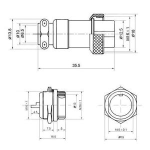 Разъем GX16 7PIN металл, комплект мама папа