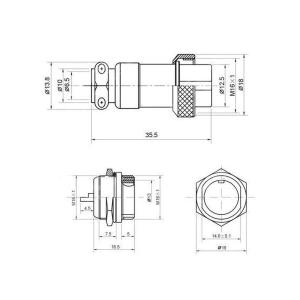 Разъем GX16 2PIN металл, комплект мама папа