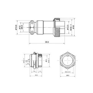 Разъем GX16 7PIN металл, комплект мама папа
