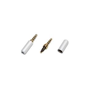 Разъем J3.5 4PIN metall/gold стерео на кабель без обтиратора белый