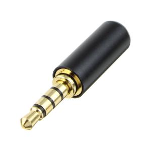 Разъем J3.5 4PIN metall/gold стерео на кабель без обтиратора черный