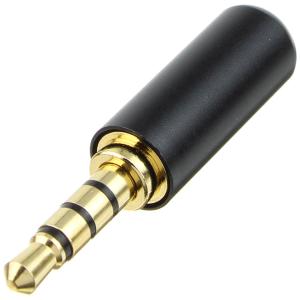 Разъем J3.5 4PIN metall/gold стерео на кабель без обтиратора черный