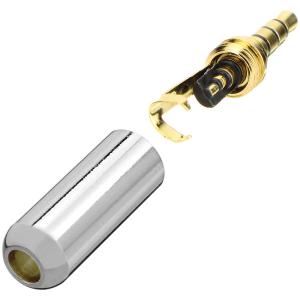 Разъем J3.5 4PIN metall/gold стерео на кабель без обтиратора серебристый