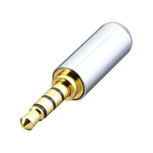 Разъем J3.5 4PIN metall/gold стерео на кабель без обтиратора серебристый