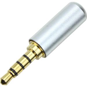Разъем J3.5 4PIN metall/gold стерео на кабель без обтиратора серебристый матовый