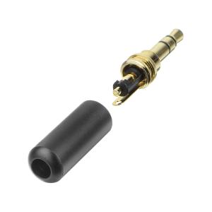 Разъем J3.5 metall/gold стерео на кабель без обтиратора черный